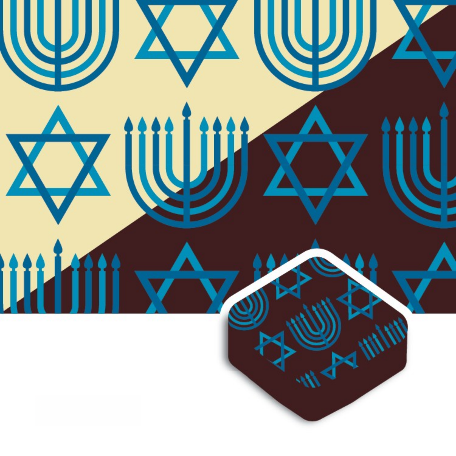 Wholesale Sweet Swiss Confections Blue Starred Menorah Holiday Transfer Sheet- Bulk