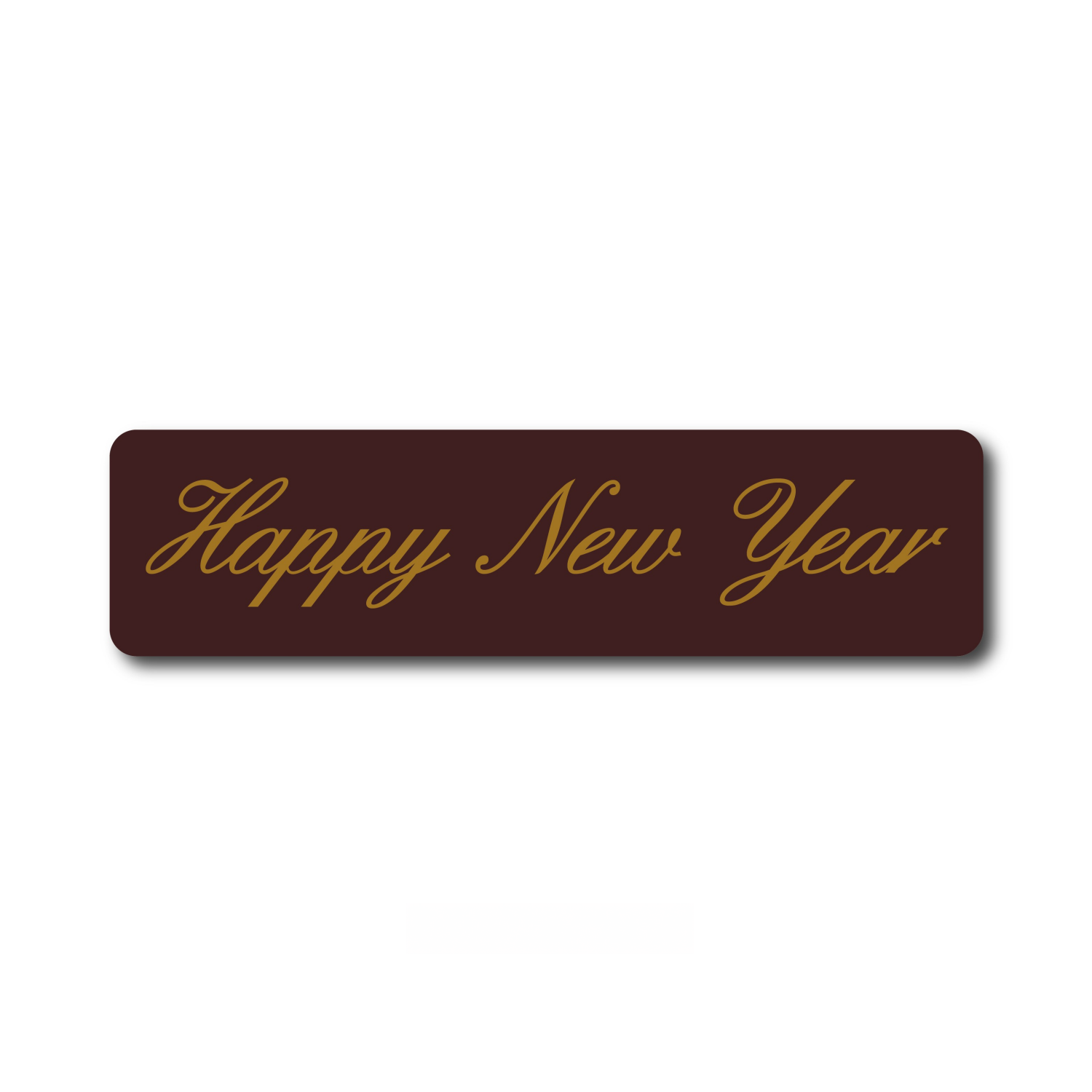 Wholesale Sweet Swiss Confections Happy New Year Rectangle Script Dark Chocolate Holiday Décor- Bulk