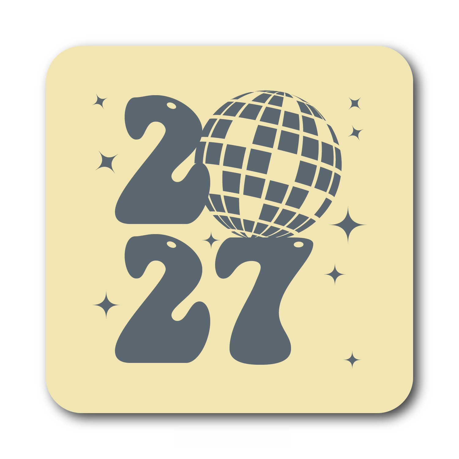Wholesale Sweet Swiss Confections Disco Square Nye 2026 Script Square White Chocolate Holiday Décor- Bulk