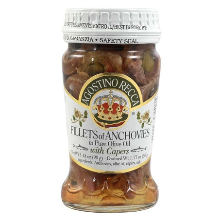Wholesale Recca Case Anchovy Fillets Rolled With Capers (Glass Jars)- Bulk