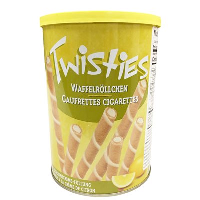Wholesale Krinos Twisties Viennese Wafers - Lemon 400g tin- Bulk