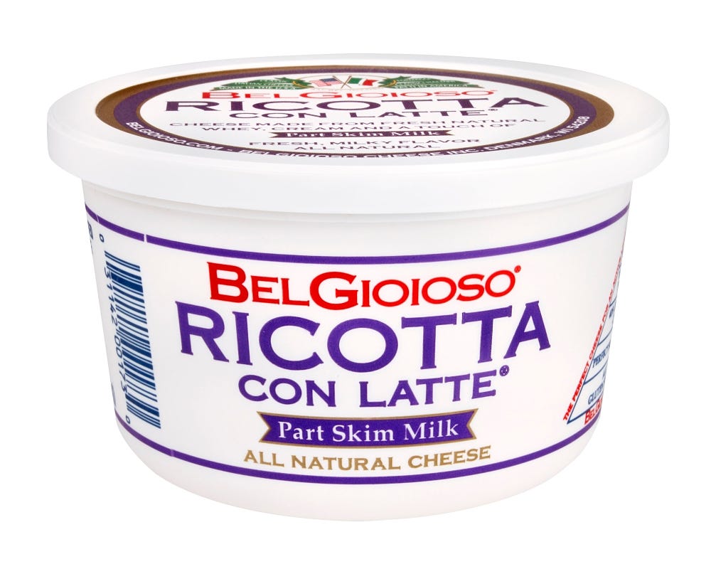 Wholesale BelGioioso Ricotta Con Latte Part Skim Milk 1 Lb- Bulk