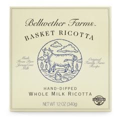 Wholesale Bellwether Farms Whole Milk Ricotta Basket 12 Oz- Bulk
