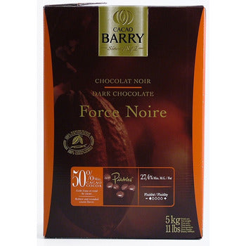 Wholesale Cacao Barry Force Noire 50% Semisweet Chocolate Pistoles 5kg- Bulk