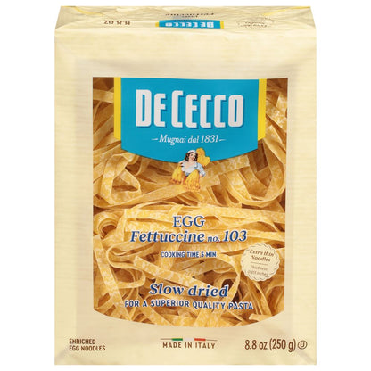 Wholesale De Cecco Dried Egg Fettuccine Pasta 8.8oz- Bulk