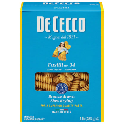 Wholesale De Cecco Dried Fusilli Pasta 5lb- Bulk