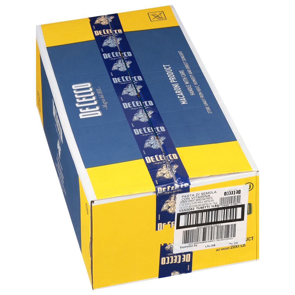 Wholesale De Cecco Dried Tubetti Pasta 16oz- Bulk