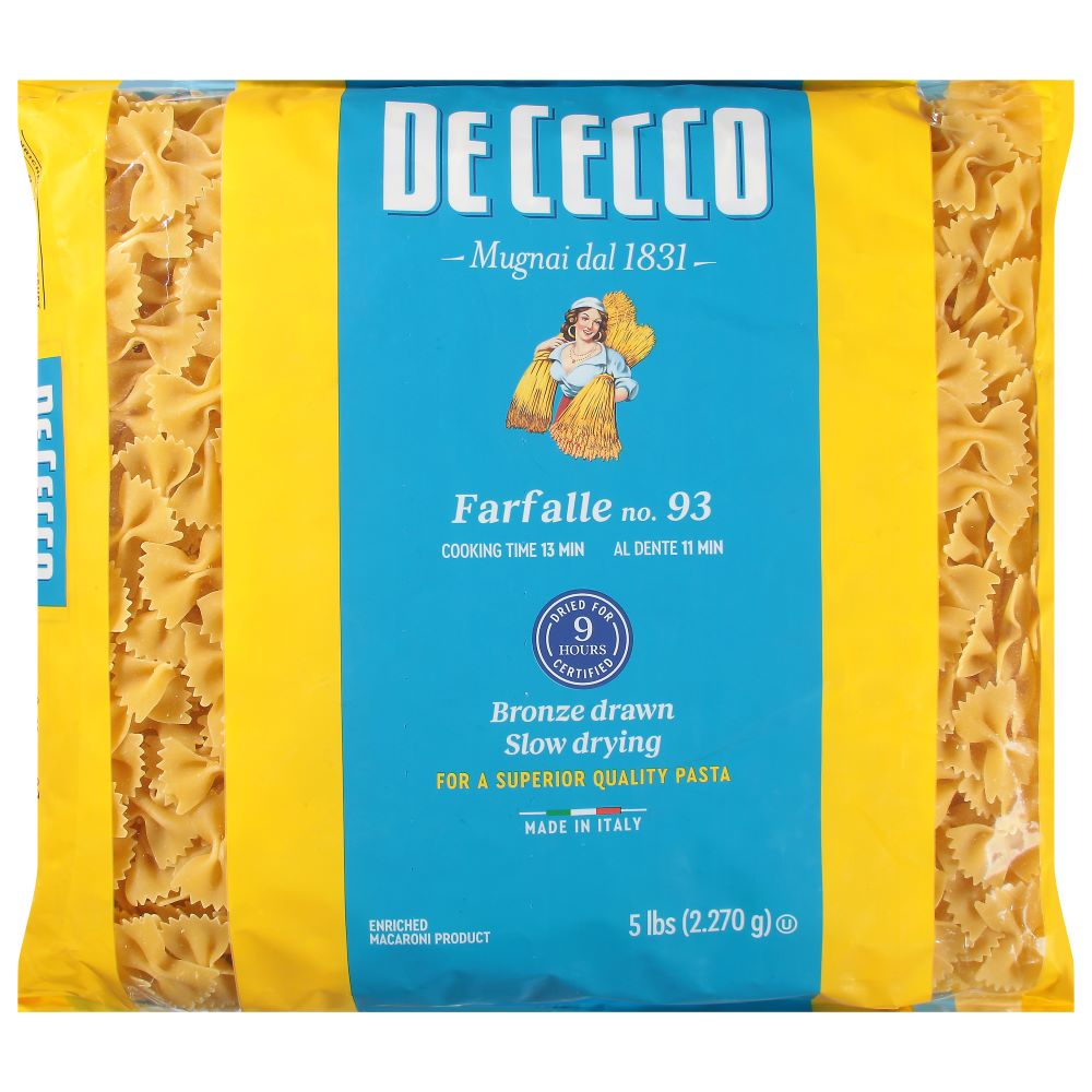 Wholesale De Cecco Dried Farfalle Pasta 5lb- Bulk