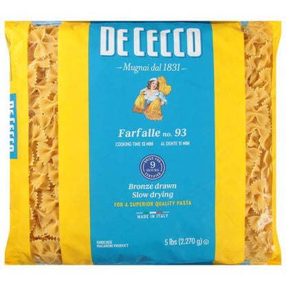 Wholesale De Cecco Dried Farfalle Pasta 5lb- Bulk