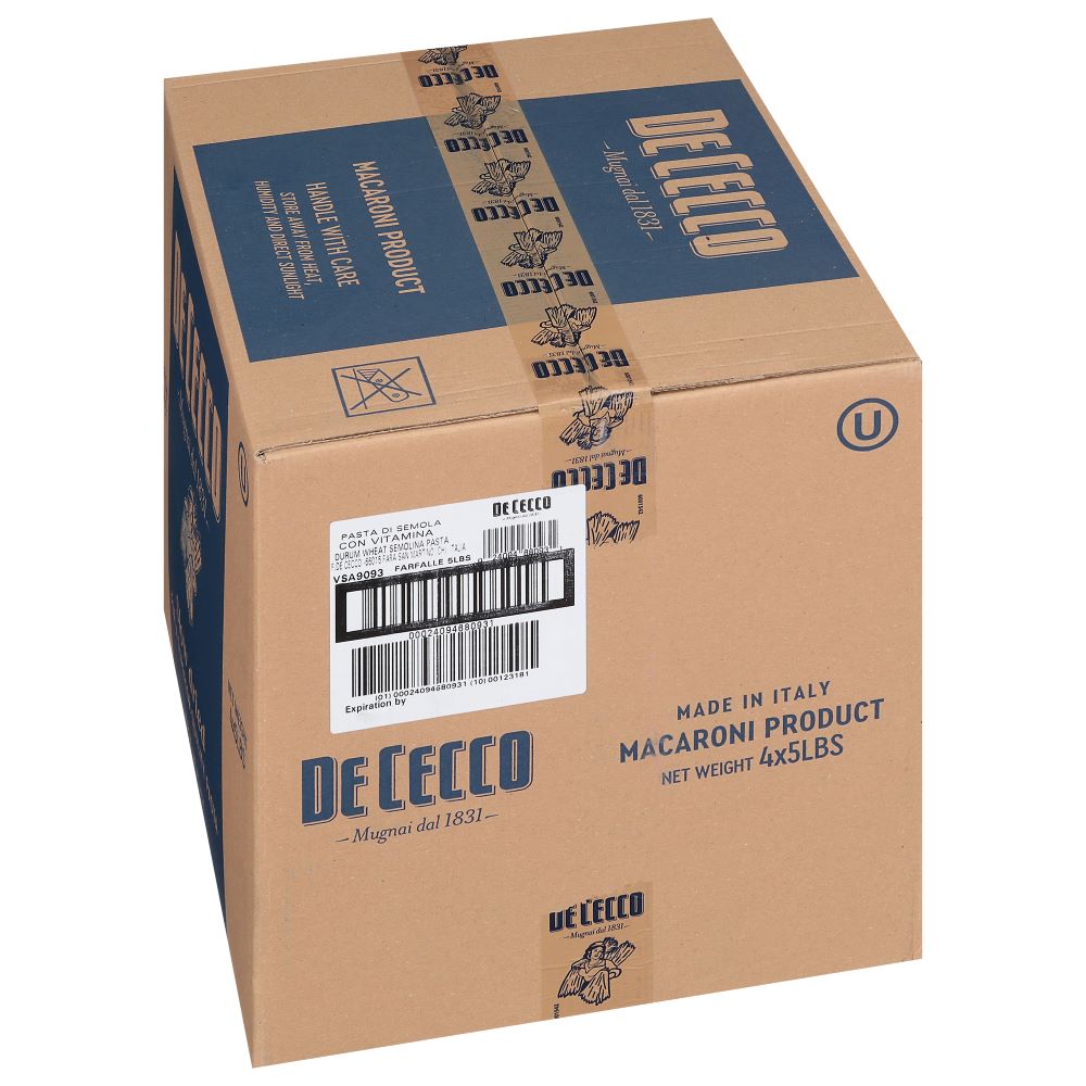 Wholesale De Cecco Dried Farfalle Pasta 5lb- Bulk