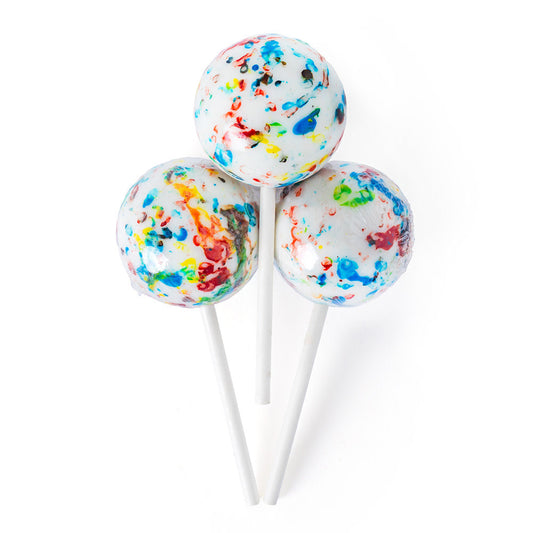 Wholesale Müttenberg Candy White Psychedelic Jawbreaker On A Stick 2.25 Inches Wrapped- Bulk