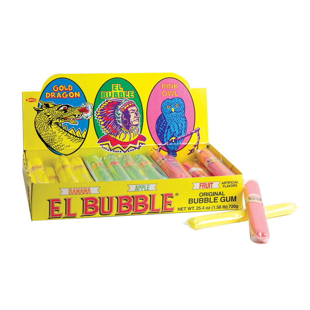 Wholesale El Bubble Original Bubble Gum Cigars - Banana, Apple, Fruit Flavors- Bulk