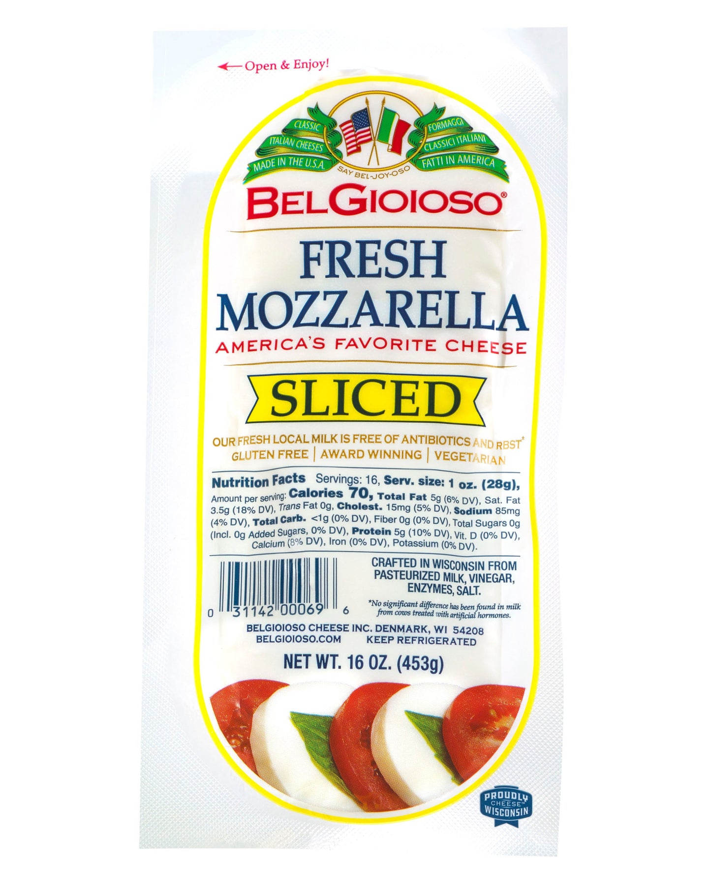 Wholesale Belgioioso Case Fresh Thin Slice Mozzarella Log- Bulk
