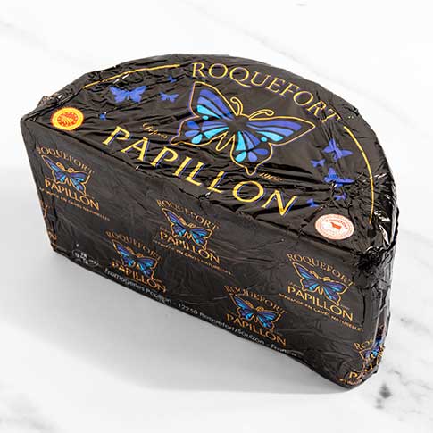 Wholesale Papillon Roquefort AOP Cheese Black Label Blue Sheep's Milk 3 LB- Bulk