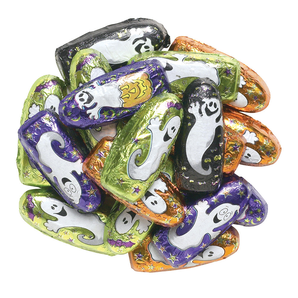 Wholesale Madelaine Halloween Milk Chocolate Foiled Mini Ghosts- Bulk