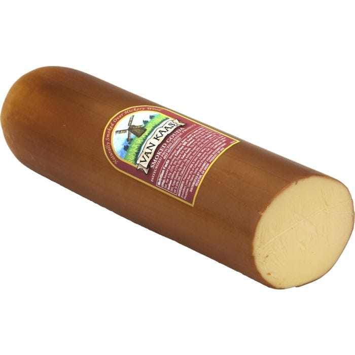 Wholesale European Dairy Importers WebstaurantStore Smoked Gouda Maasdam 6 LB- Bulk