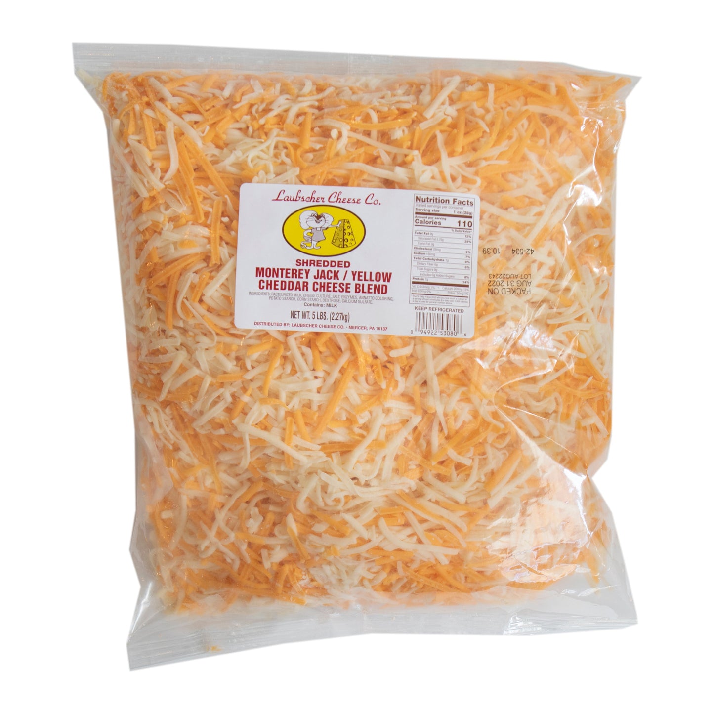 Wholesale Laubscher Monterey Jack & Cheddar Cheese Shredded Blend 5lb- Bulk