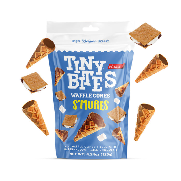 Wholesale BeeMax Tiny Bites Milk Chocolate Waffle Cones with Marshmallow & S’more Cream – 4.24 oz- Bulk