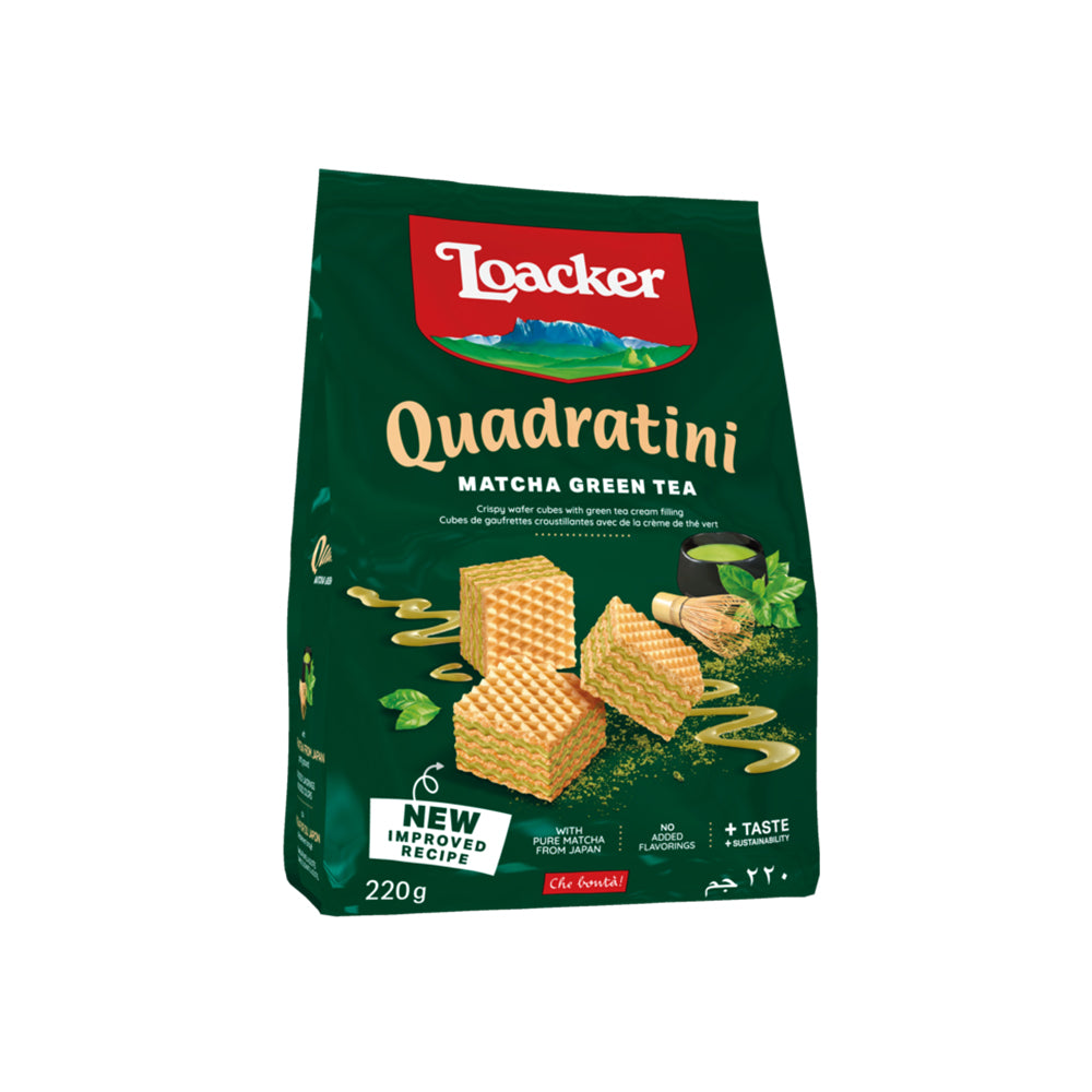 Wholesale Loacker Case Matcha Wafer Quadratini- Bulk
