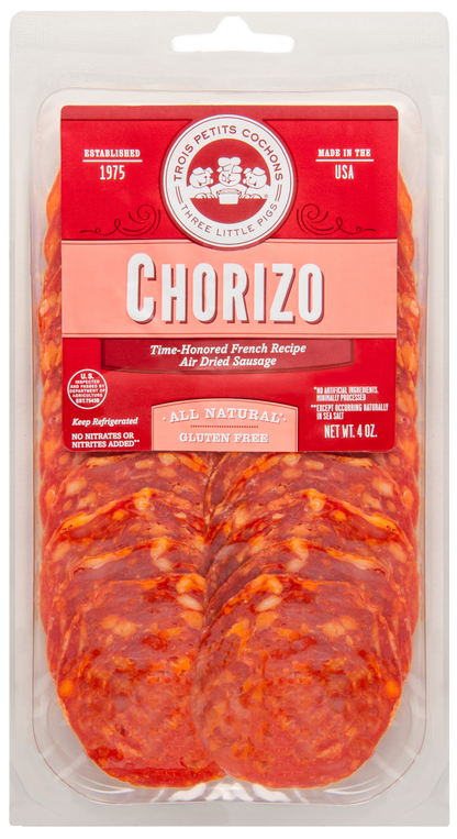 Wholesale Les Trois Sliced Chorizo 4 Oz- Bulk