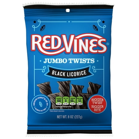 Wholesale Red Vines Black Licorice Jumbo Twists Hanging Bag 8oz- Bulk