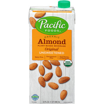 Wholesale Pacific Foods Organic Unsweetened Almond Milk 32oz- Bulk