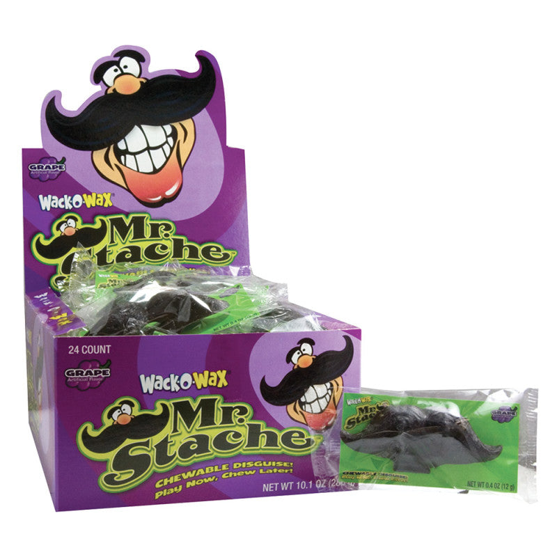 Wholesale Wack-O-Wax Wax Mustache Grape Flavored 0.3 Oz- Bulk
