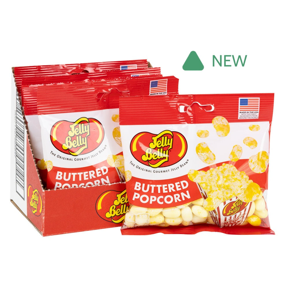 Wholesale Jelly Belly Buttered Popcorn 3.5 Oz Peg Bag- Bulk