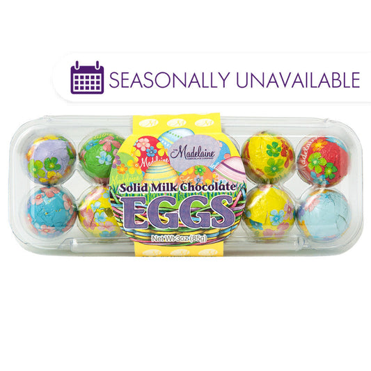 Wholesale Madelaine Milk Chocolate Foiled Eggs 3 Oz Egg Crate- Bulk