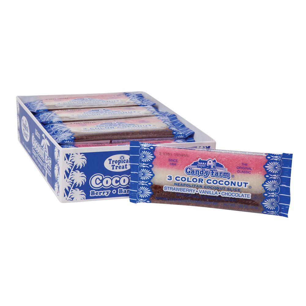 Wholesale 3 Color Neapolitan Coconut Bar 1.65 Oz- Bulk