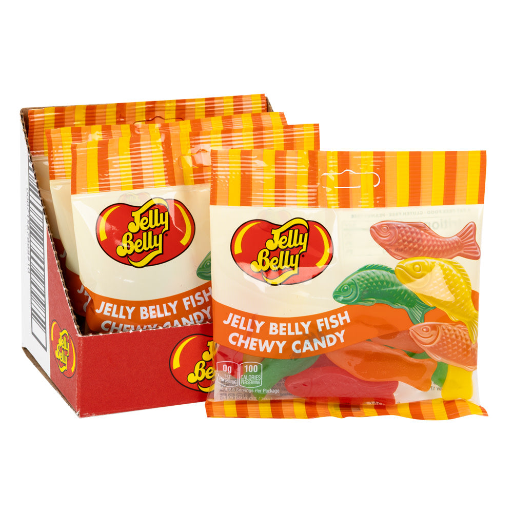 Wholesale Jelly Belly Fish Chewy Candy Assorted 2.8 Oz Peg Bag- Bulk