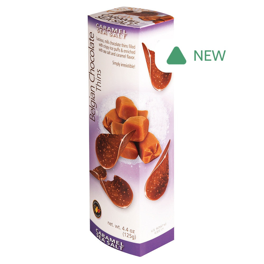 Wholesale Belgian Thins Caramel Sea Salt 4.4 Oz Box- Bulk