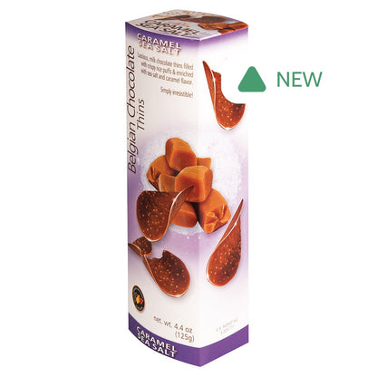 Wholesale Belgian Thins Caramel Sea Salt 4.4 Oz Box- Bulk