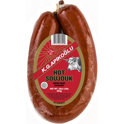 Wholesale Apikoglu Hot Halal Soujouk 1Lb Vac Pack- Bulk