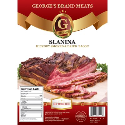 Wholesale GEORGE'S Smoked Bacon (Slanina) Approx. 20lb case- Bulk