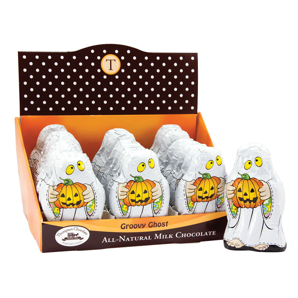 Wholesale Thompson Milk Chocolate Foiled Groovy Ghost 1.75 Oz- Bulk
