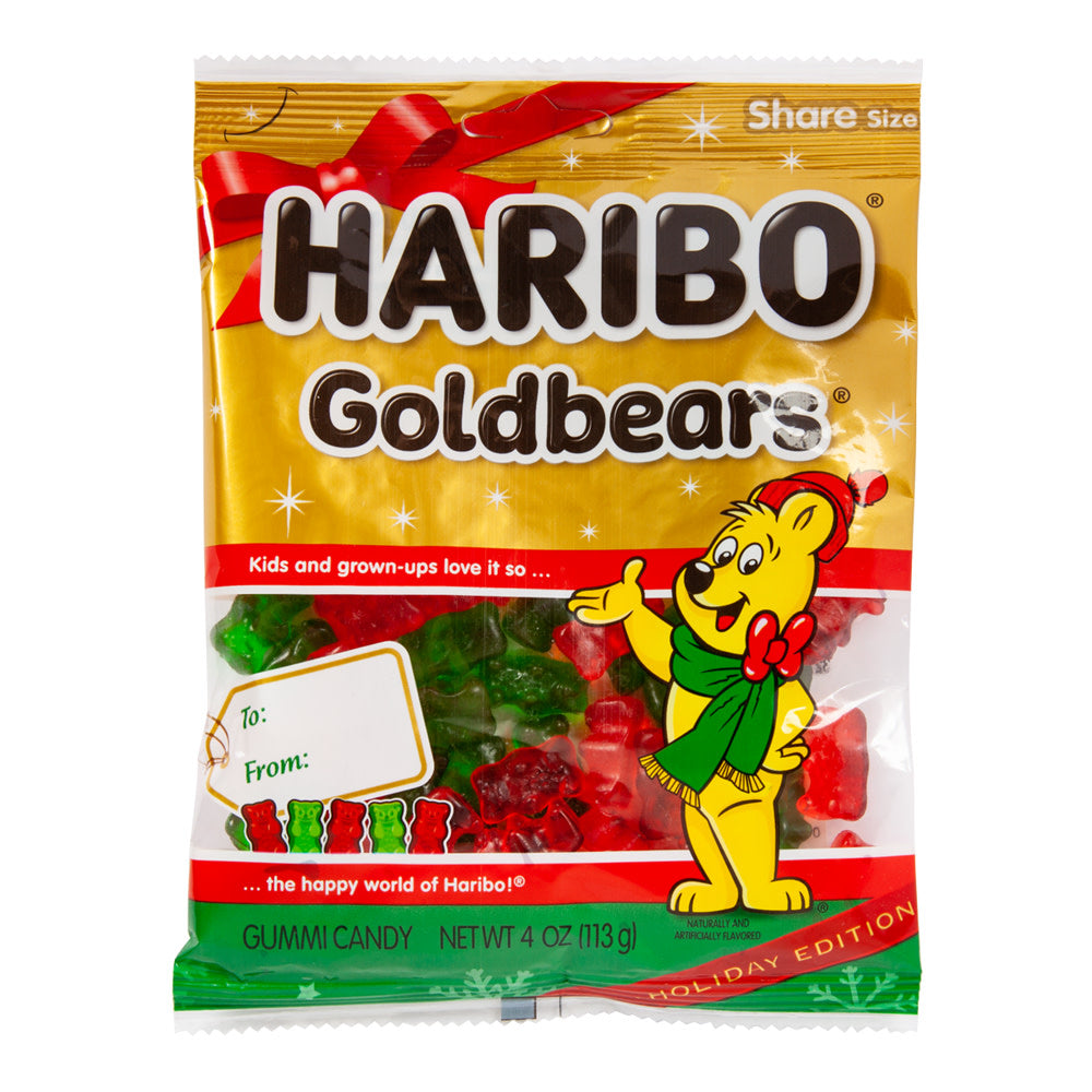 Wholesale Haribo Christmas Goldbears Gummi Candy 4 Oz Peg Bag- Bulk