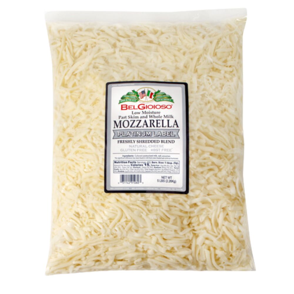 Wholesale Belgioioso Case Whole Milk Shredded Mozzarella- Bulk