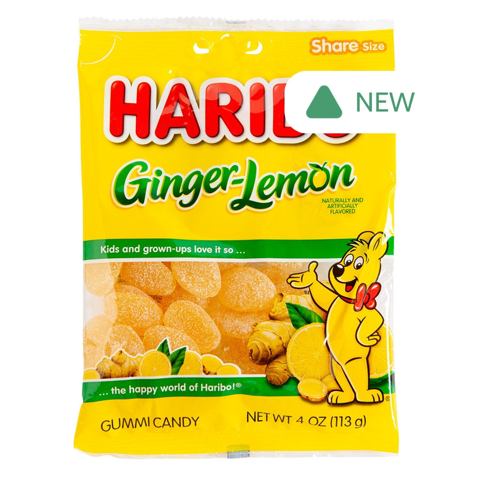 Wholesale Haribo Ginger Lemon Gummi Candy 4 Oz Peg Bag- Bulk