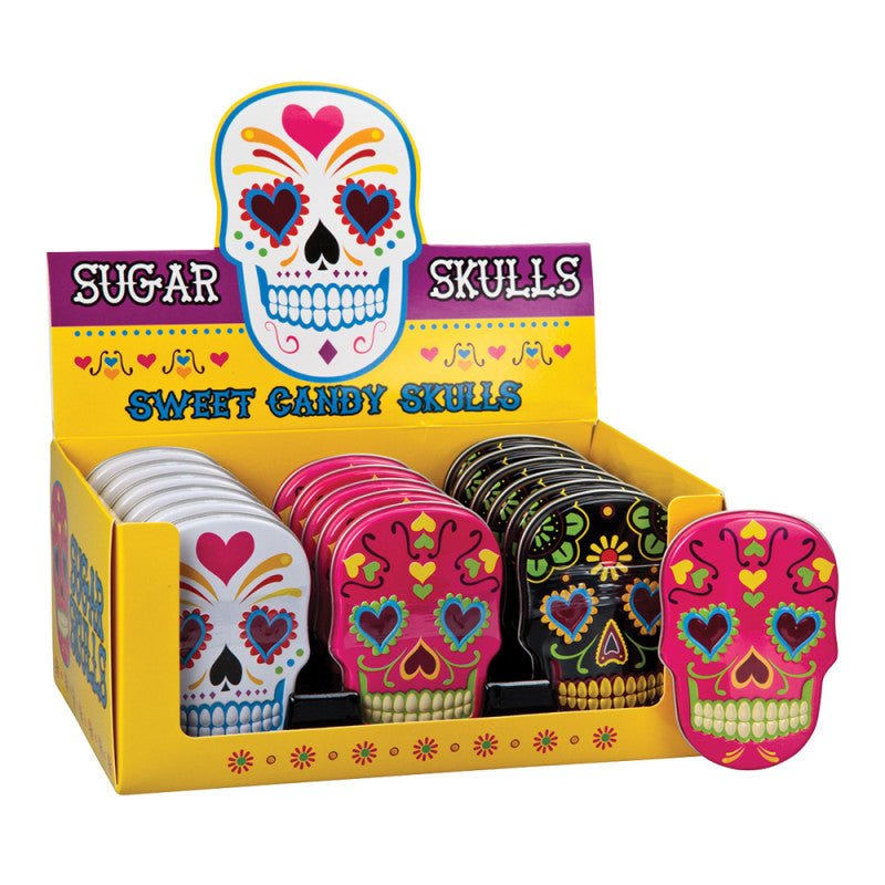 Wholesale Sugar Skulls Sweet Candy Skulls 1.4 Oz Tin- Bulk