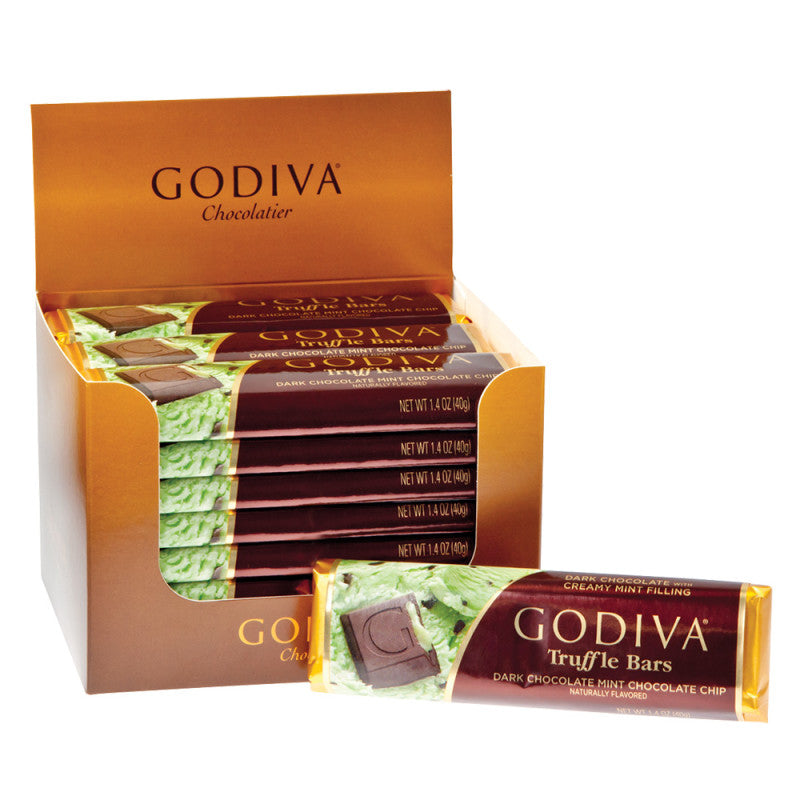 Wholesale Godiva Dark Chocolate Mint Chocolate Chip 1.5 Oz Bar- Bulk