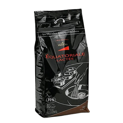Wholesale Valrhona Equatoriale Lactee Chocolate Feves 6.6 lb Bag-1ct Case Bulk