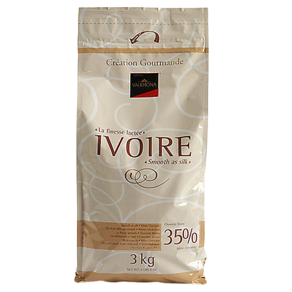 Wholesale Valrhona Ivoire White Chocolate Feves 3 kg-1ct Case Bulk