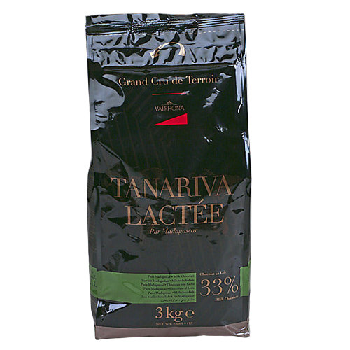 Wholesale Valrhona Tanariva 34% Milk Chocolate Feves 3 kg-1ct Case Bulk