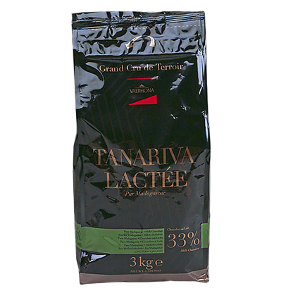 Wholesale Valrhona Tanariva 34% Milk Chocolate Feves 3 kg-1ct Case Bulk