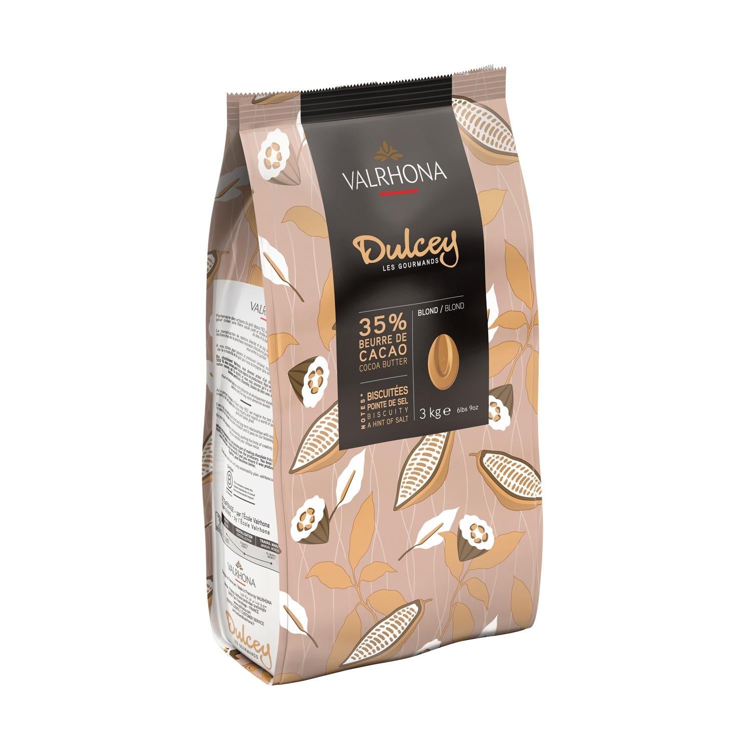 Wholesale Valrhona Dulcey Blond Chocolate Feves 7 lb Bag- Bulk
