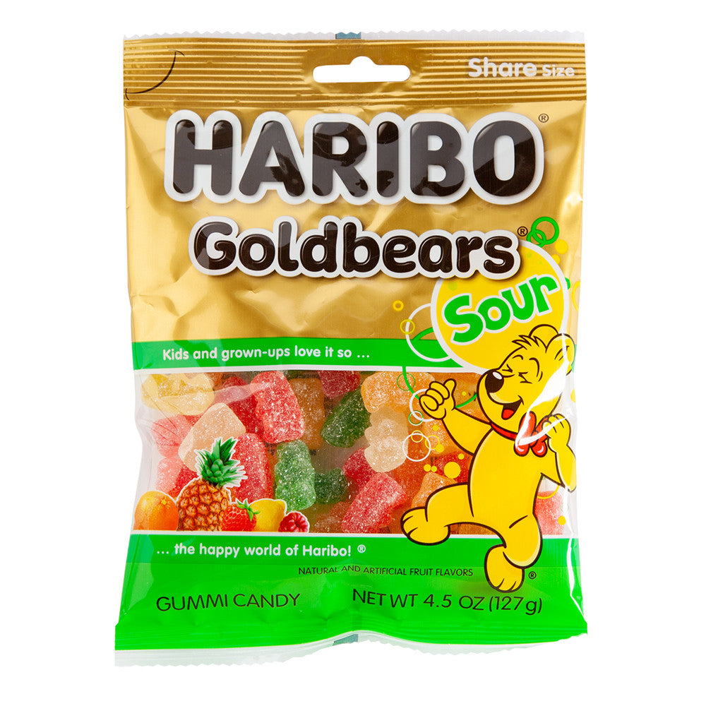 Wholesale Haribo Goldbears Sour Gummi Candy 4.5 Oz Peg Bag- Bulk