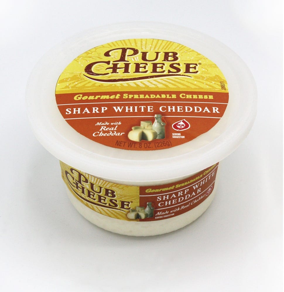 Wholesale President Sharp White Cheddar Pub Cheese 8 Oz- Bulk