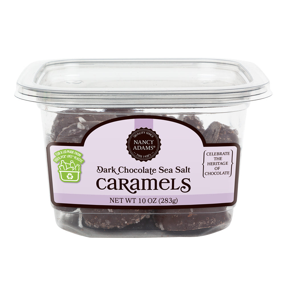 Wholesale Nancy Adams Dark Chocolate Sea Salt Caramels 10 Oz Tub- Bulk