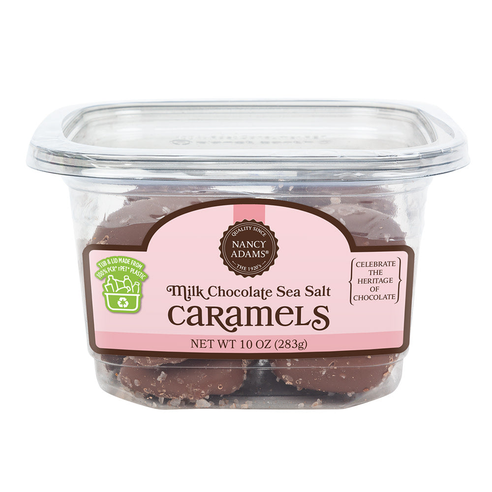 Wholesale Nancy Adams Milk Chocolate Sea Salt Caramels 10 Oz Tub- Bulk
